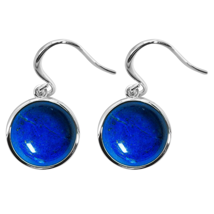 Boucles d'oreilles argent rhodié - 3,2g -  Lapis Lazuli - cabochon - 12mm