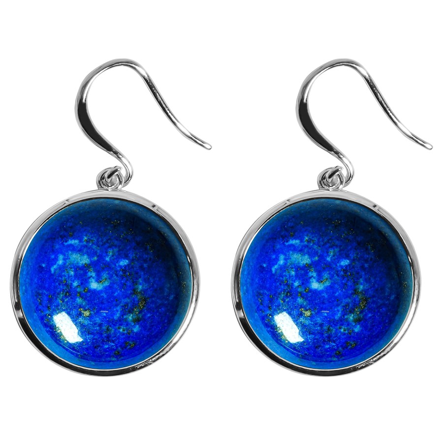 Boucles d'oreilles argent rhodié - 4,2g -  Lapis Lazuli - cabochon - 18mm