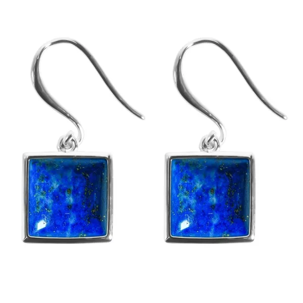 Boucles d'oreilles argent rhodié - 2,8g -  Lapis Lazuli - cabochon - 10x10mm