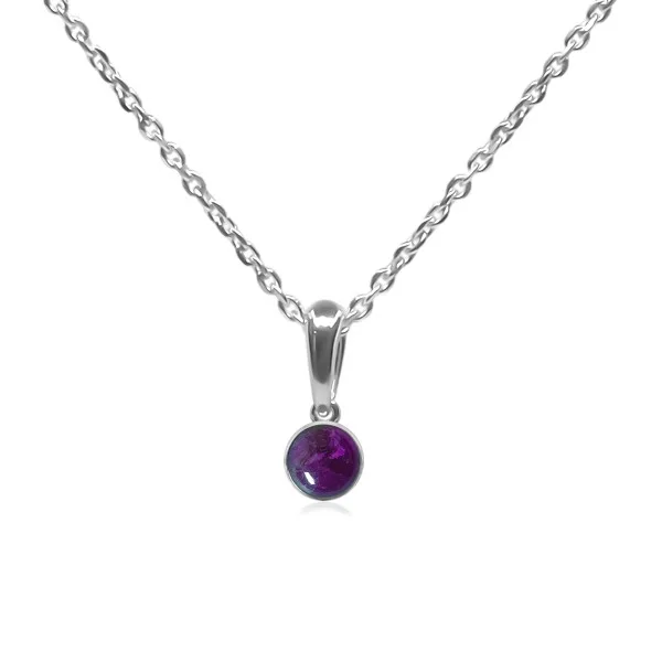 Pendentif argent rhodié - 1g -  Améthyste - cabochon - 6mm
