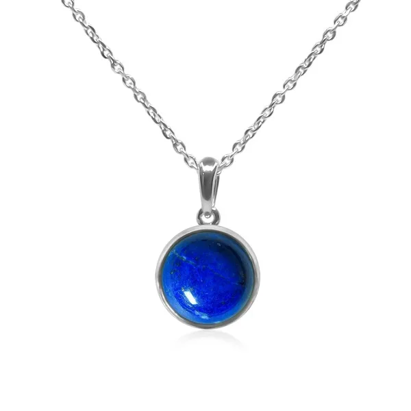 Pendentif argent rhodié - 1,4g -  Lapis Lazuli - cabochon - 12mm
