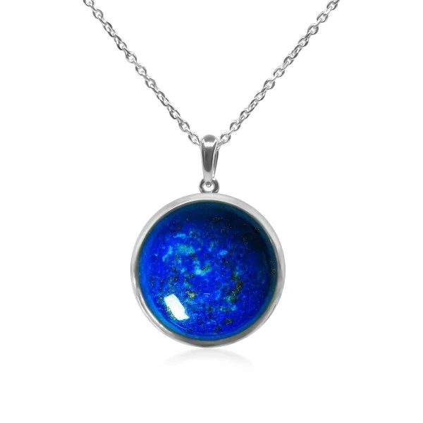 Pendentif argent rhodié - 2,3g -  Lapis Lazuli - cabochon - 18mm