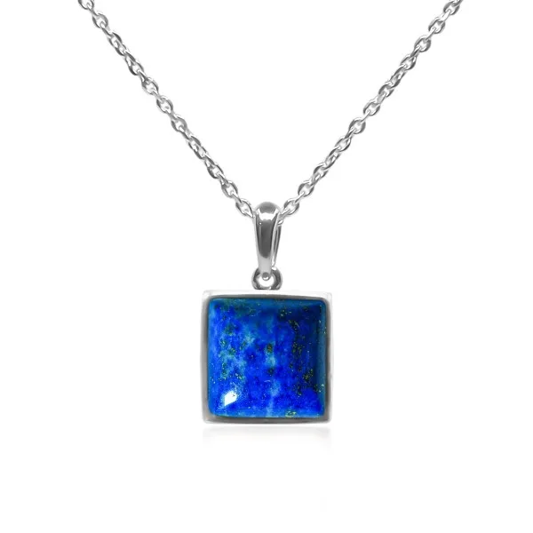 Pendentif argent rhodié - 1,3g -  Lapis Lazuli - cabochon - 10x10mm