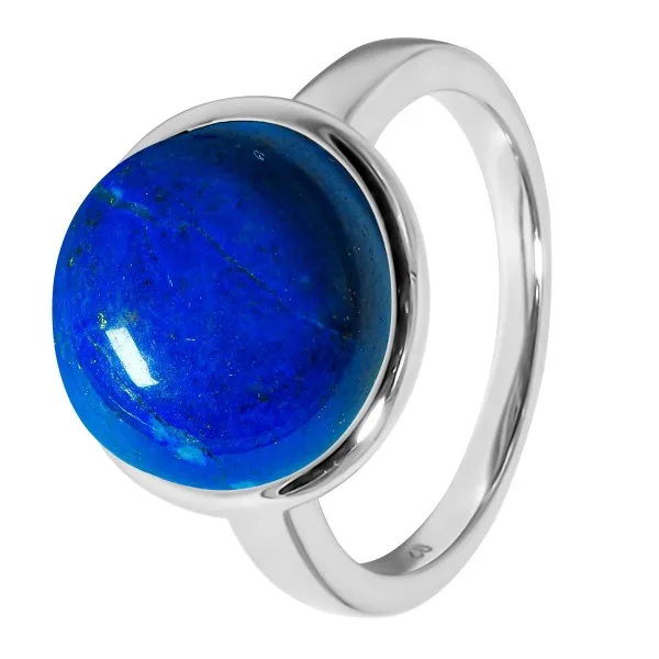 Bague argent rhodié - 3,3g -  Lapis Lazuli - cabochon - 12mm- T50 à 64