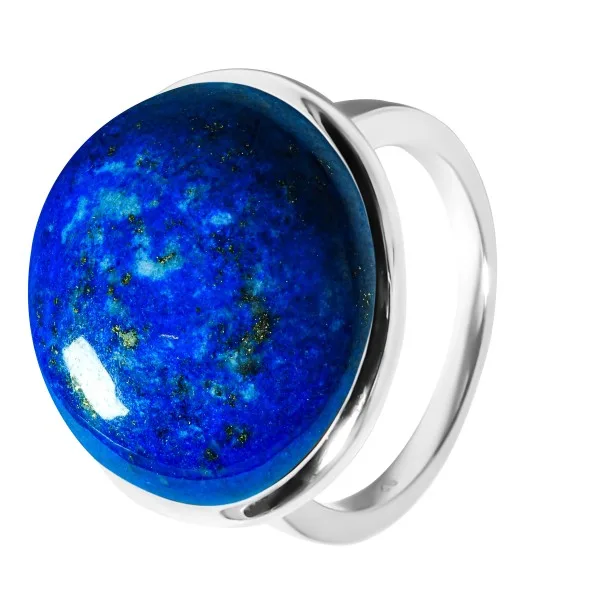 Bague argent rhodié - 5g -  Lapis Lazuli - cabochon - 18mm - T52 à 64