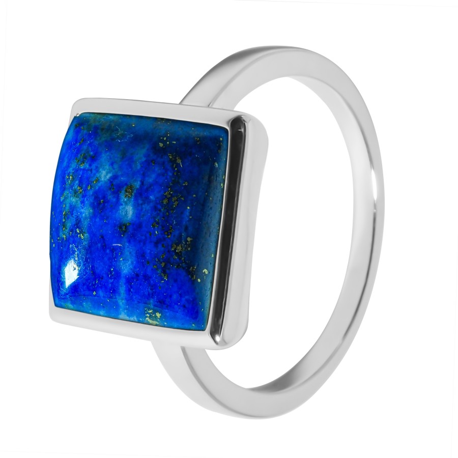 Bague argent rhodié - 3,2g -  Lapis Lazuli-cabochon- 10x10mm -T50 à 64