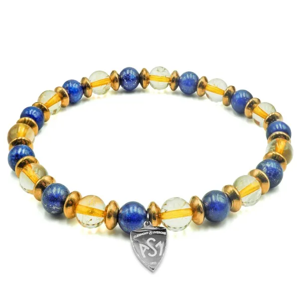 Bracelet ASM - acier élastique pierres naturelles pour femme  - citrine - lapis lazuli