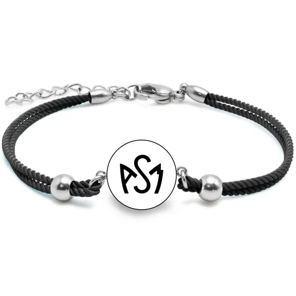 Bracelet ASM - coton noir - Logo noir fond blanc