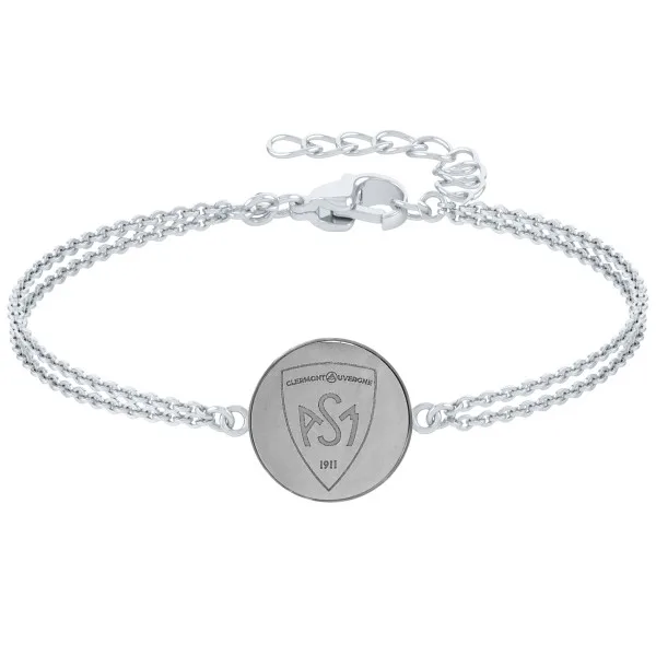 Bracelet ASM - acier argent - Logo blason ASM - argenté brillant