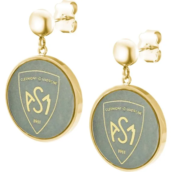 Boucles d'oreilles ASM - acier doré  -  Blason ASM - doré mat