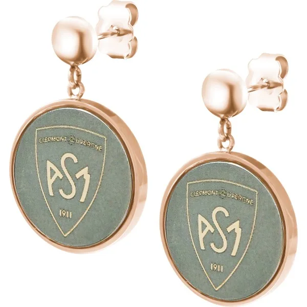 Boucles d'oreilles ASM - acier rosé  - Blason ASM - rosé mat