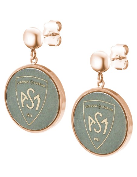Boucles d'oreilles ASM - acier rosé  - Blason ASM - rosé mat