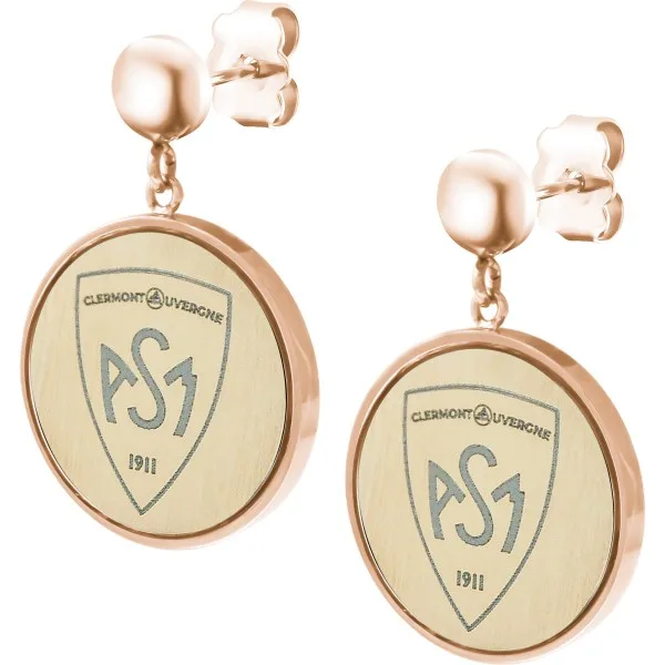 Boucles d'oreilles ASM - acier rosé  - Blason ASM - rosé brillant