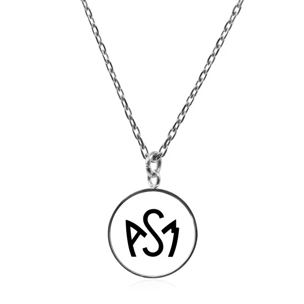 Collier ASM - acier argenté - Logo noir fond blanc