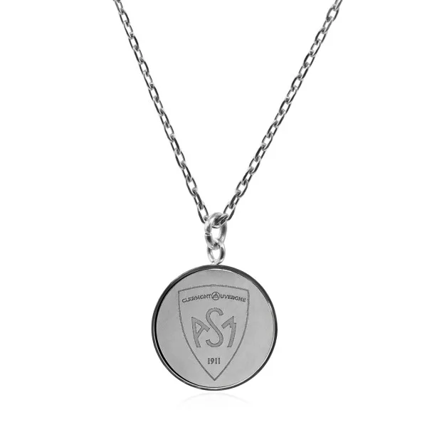 Collier ASM - acier argenté - Blason ASM - argenté brillant