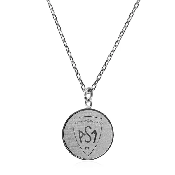 Collier ASM - acier argenté - Blason ASM - argenté mat