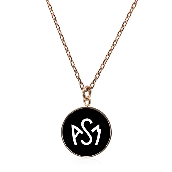Collier ASM - acier rosé - Logo blanc fond noir