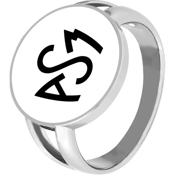 Bague ASM - acier argenté - Logo noir fond blanc