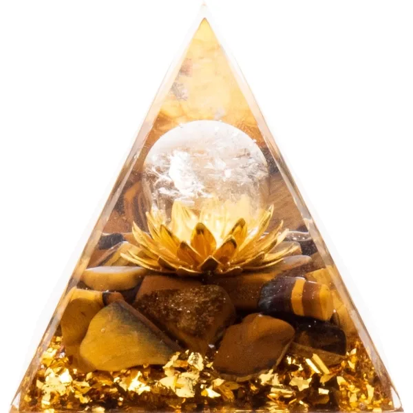 Pyramide Orgonite de protection en résine et pierre naturelle - œil...