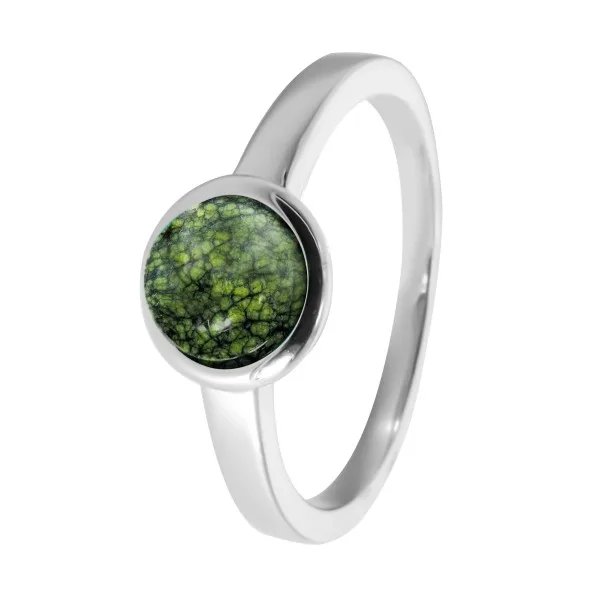 Bague argent rhodié - 2,5g -  serpentine - cabochon - 6mm - T50 à 64