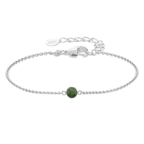Bracelet argent rhodié - 1,6g -  serpentine - cabochon - 6mm - 15+5cm
