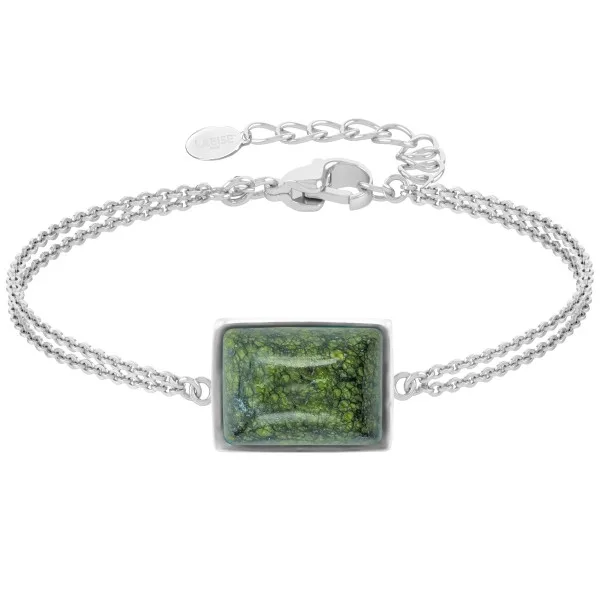 Bracelet argent rhodié - 3,2g -  serpentine - cabochon - 12x14mm - 15+5cm
