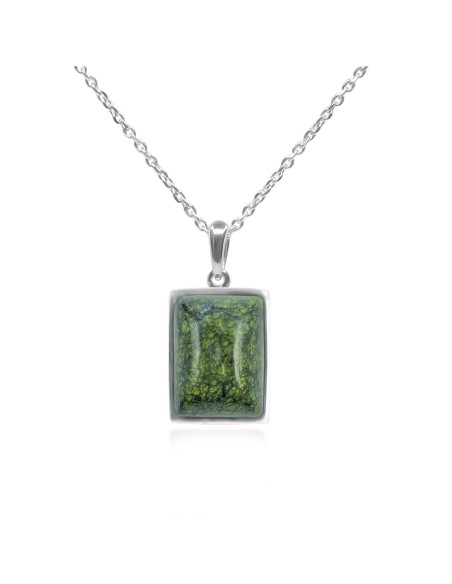 Pendentif argent rhodié - 2g -  serpentine - cabochon - 12x14mm