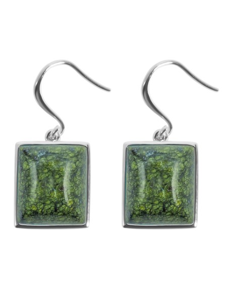 Boucles d'oreilles argent rhodié - 3,8g -  serpentine - cabochon - 12x14mm