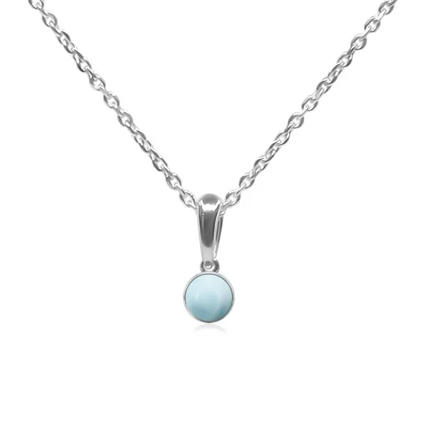 Pendentif argent rhodié - 1g -  Larimar - cabochon - 6mm
