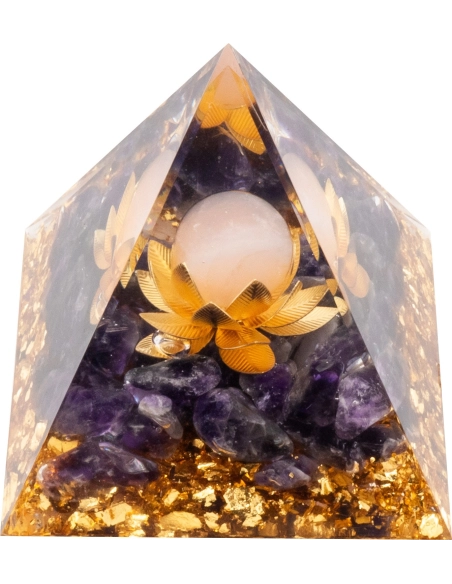 Pyramide Orgonite de protection en résine et pierre naturelle - amé...