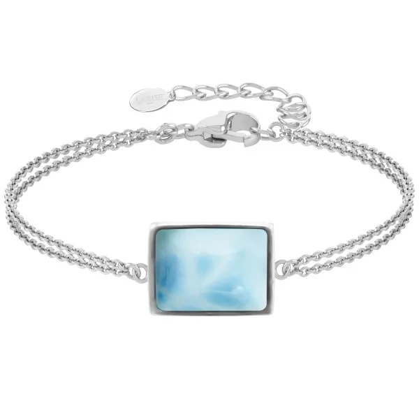 Bracelet argent rhodié - 3,2g -  Larimar - cabochon - 12x14mm - 15+5cm