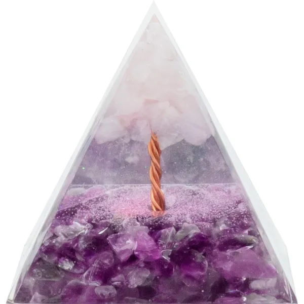 Pyramide Orgonite de protection en résine et pierre naturelle - amé...