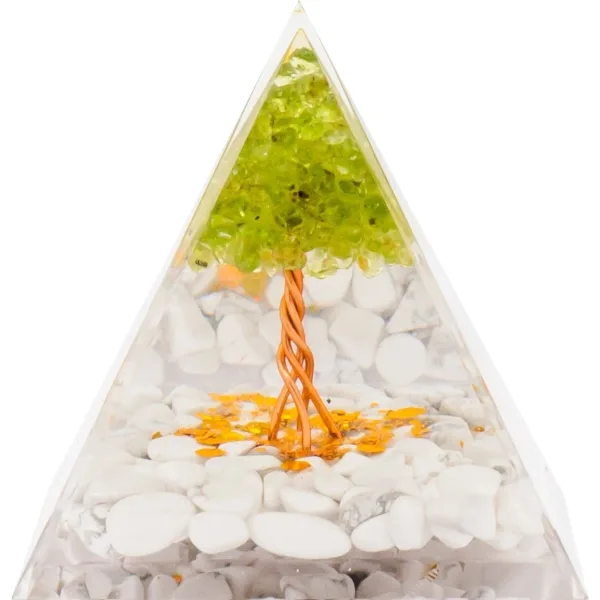Pyramide Orgonite de protection en résine et pierre naturelle - qua...