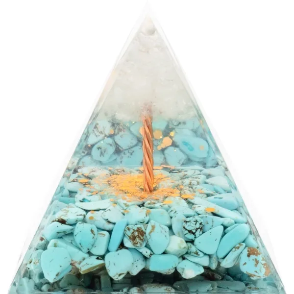 Pyramide Orgonite de protection en résine et pierre naturelle -cris...