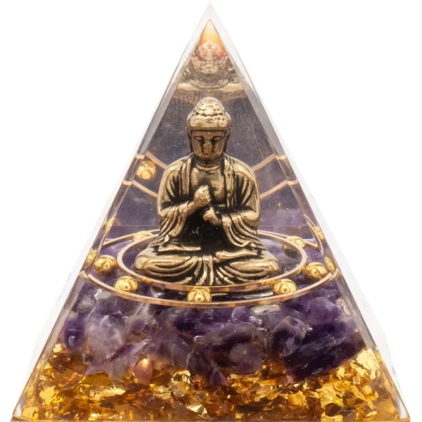 Pyramide Orgonite de protection en résine et pierre naturelle - amé...