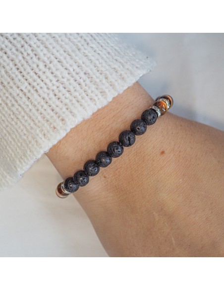 Bracelet lithothérapie "Motivé , Motivé" - Oeil de tigre - Pierre d...