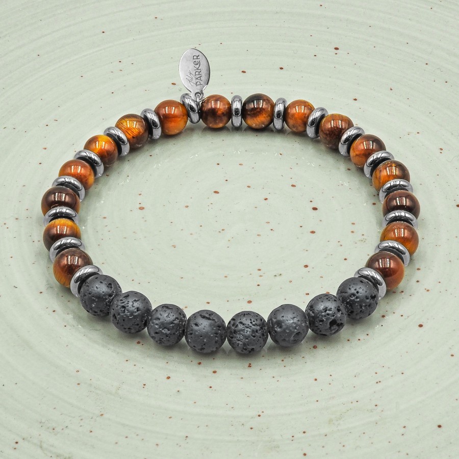 Bracelet lithothérapie "Motivé , Motivé" - Oeil de tigre - Pierre d...