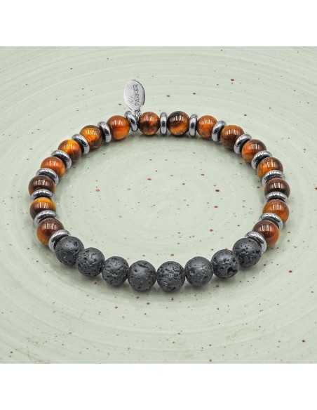 Bracelet lithothérapie "Motivé , Motivé" - Oeil de tigre - Pierre d...