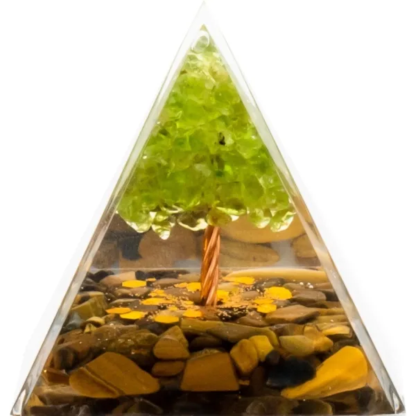 Pyramide Orgonite de protection en résine et pierre naturelle - œil...