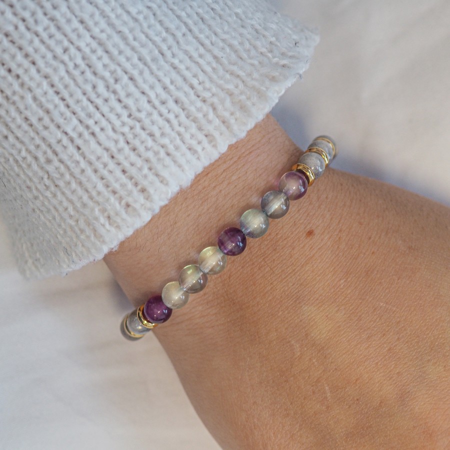 Bracelet lithothérapie "Bye Bye Fatigue" - Labradorite - Fluorite -...