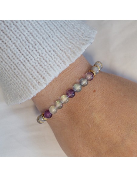 Bracelet lithothérapie "Bye Bye Fatigue" - Labradorite - Fluorite -...