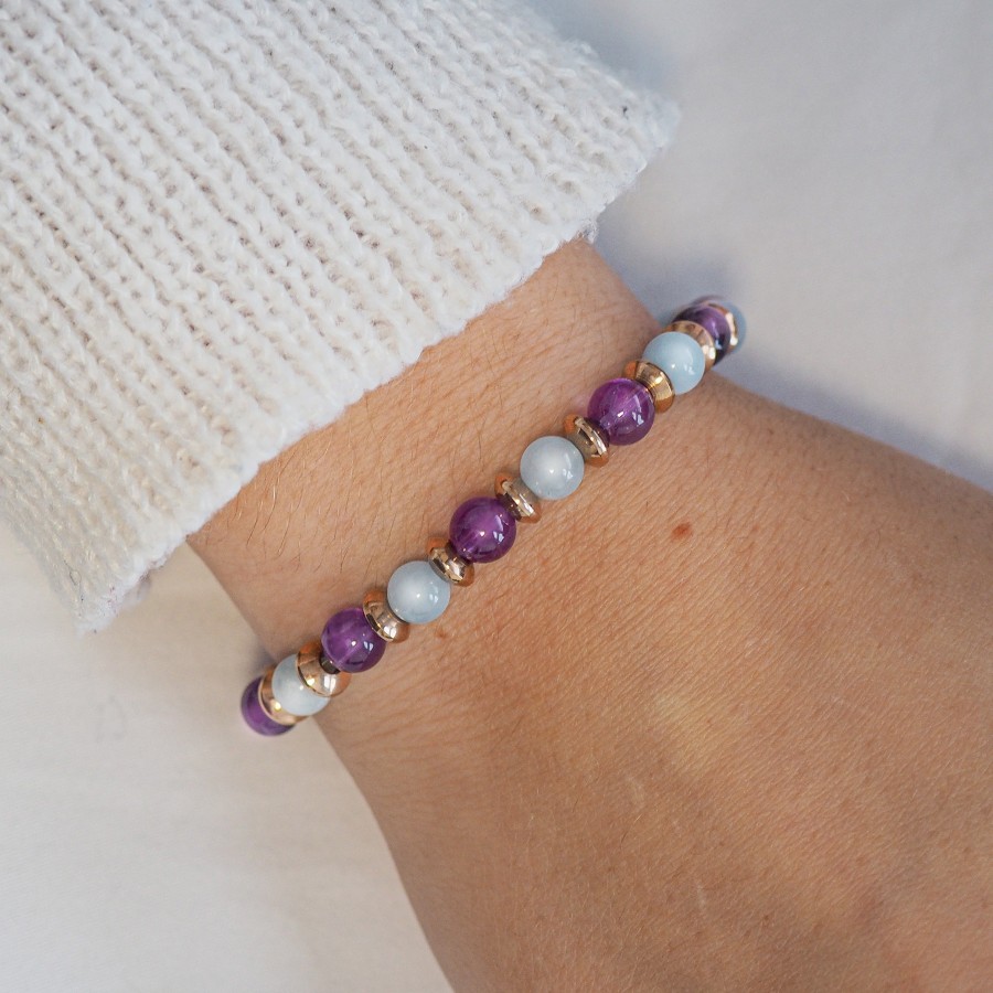 Bracelet lithothérapie "Équilibre Parfait" - Aigue Marine - Améthys...