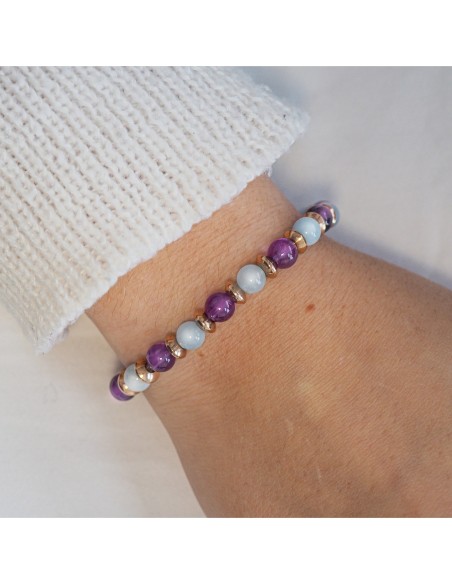 Bracelet lithothérapie "Équilibre Parfait" - Aigue Marine - Améthys...
