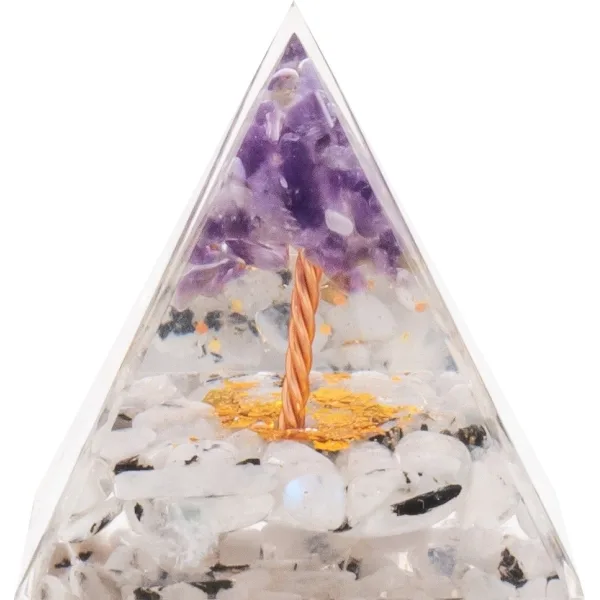 Pyramide Orgonite de protection en résine et pierre naturelle - qua...