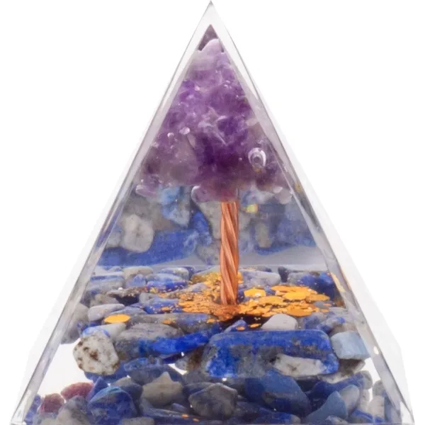 Pyramide Orgonite de protection en résine et pierre naturelle - sod...