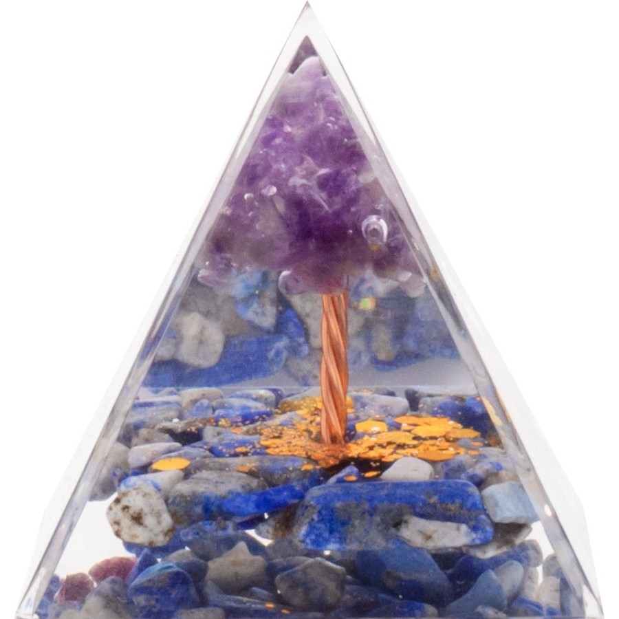 Pyramide Orgonite de protection en résine et pierre naturelle - sod...