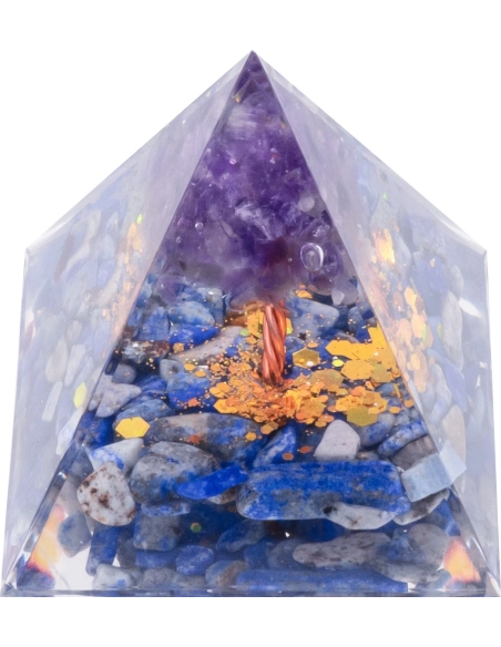 Pyramide Orgonite de protection en résine et pierre naturelle - sod...