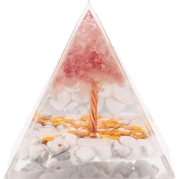 Pyramide Orgonite de protection en résine et pierre naturelle - qua...