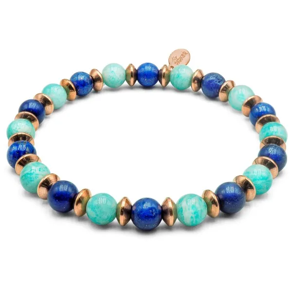 Bracelet lithothérapie « Croissance Harmonieuse » - Lapis-lazuli - Amazonite - 18-18,5cm