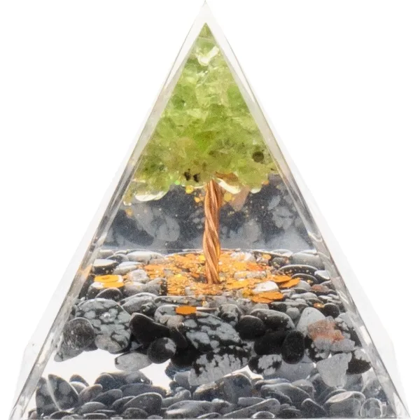 Pyramide Orgonite de protection en résine et pierre naturelle - qua...